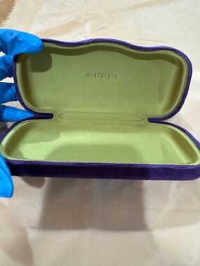 Gucci Purple Velvet Sunglass Case with Green Lining